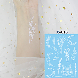 Флеш Тату. 16*12 См. Тимчасова. Перевідна. Набір, Білі Татуювання, На Обличчі, Гілочки, Місяць, Квіти, Js-015 (S),