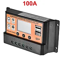100A Контролер MPPT Заряду Сонячної Панелі 12/24 V з РК-дисплеєм 2 USB порт