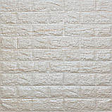 Самоклеюча 3D панель на стіну 700*770*5 мм. фактура цегли біло-бежева  (184), фото 4