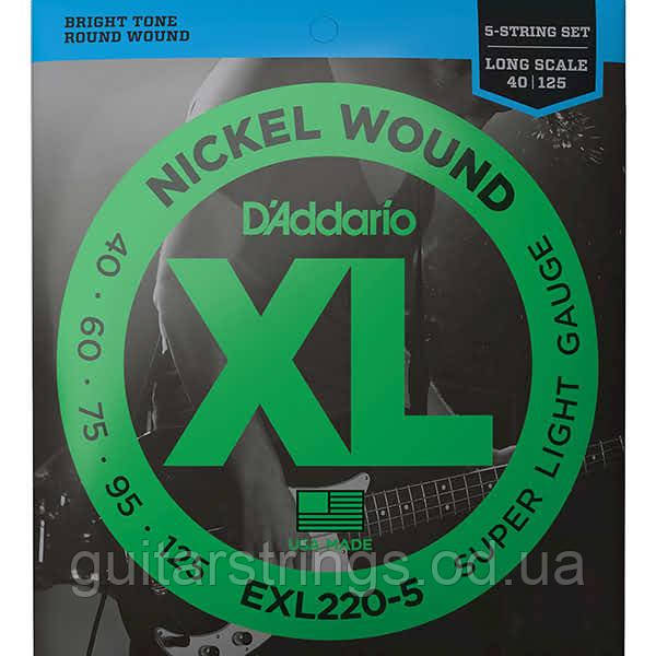 Струни D'Addario EXL220-5 5-String Super Light 40-125, фото 1