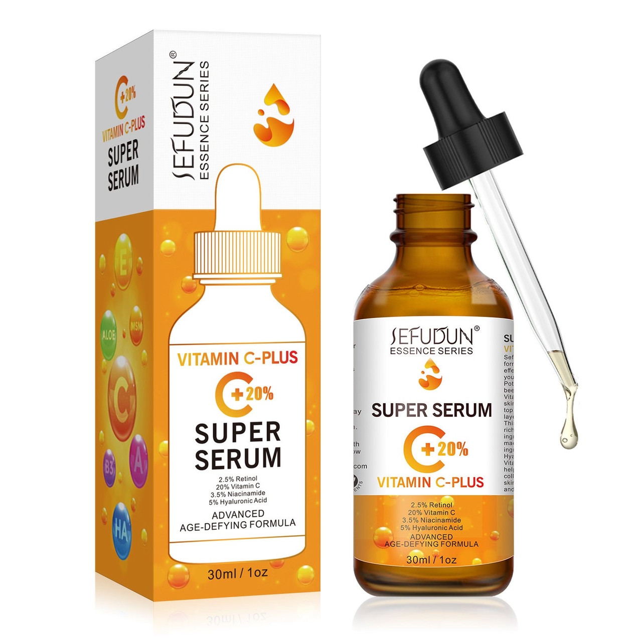 Антиоксидантна сироватка з 20% стабілізованим вітС Sefudun Vitamin C-Plus Super Serum Age-Defying Formula