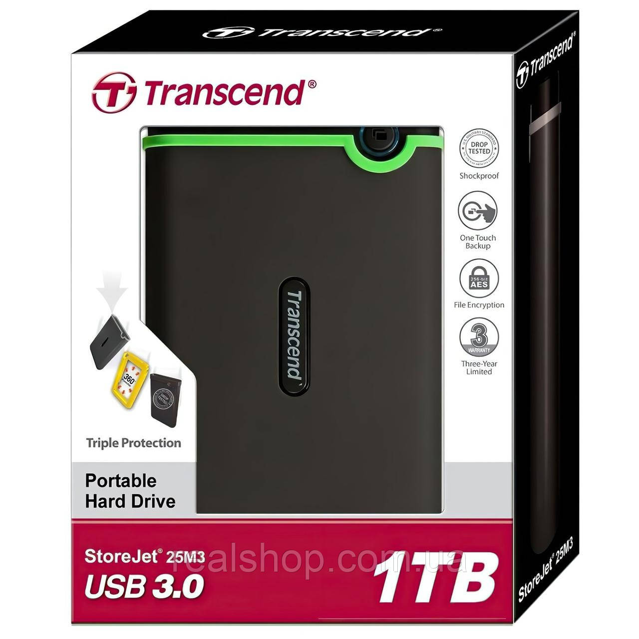 Жесткий диск Transcend StoreJet 25M3S 1TB TS1TSJ25M3S 2.5" USB 3.1 Gen 1 External Iron Gray
