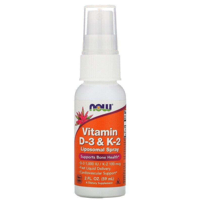 Vitamin D-3 & K-2 Liposomal Spray Now Foods 59 мл, фото 1