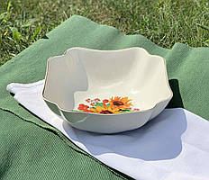 Салатник "Сімейний" 1л620 мл., деколь Соняшник, відводка золото