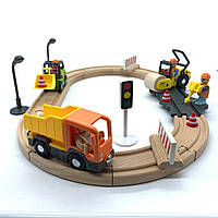 Строительный набор для деревянной железной дороги Playtive Baustelle Германия (Ikea Lillabo, Brio