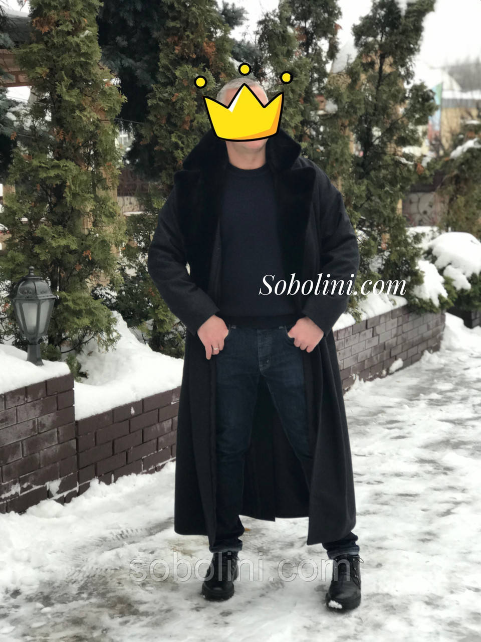 Пальто чоловіче з хутром-кирки Black Glama