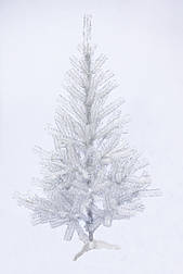 Ялинка штучна - Валентина, 150 см, з 2 частин, пластикова ніжка, ялинка, білий з сріблястим, ПВХ (МКВ-150)