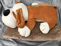 Мягкая игрушка подушка Собака с пледом внутри, подушка в авто, мягкая игрушка