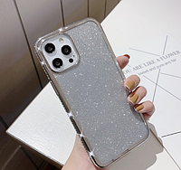 Силіконовий чохол c камінням Swarovski для Iphone 12pro Max срібний