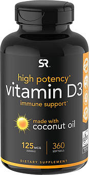 Sports Research Vitamin D3 with Coconut Oil 360 капсул (4384304025)