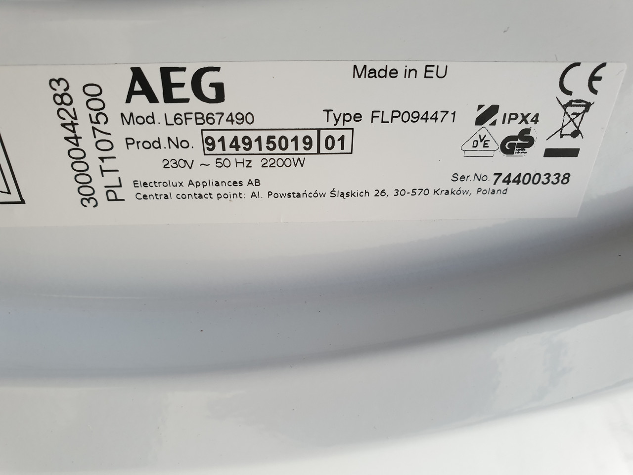 Стиральная машина AEG lavamat 6000 Series ProSense 9 KG / 2018-го года выпуска / L6FB67490 - фото 8 - id-p1546846075