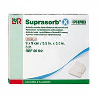 Повязка биосинтетическая антимикробная Suprasorb X HydroBalance+PHMB 9х9 см (5 шт/уп)