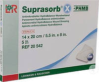 Повязка биосинтетическая антимикробная Suprasorb X HydroBalance+PHMB 14х20 см