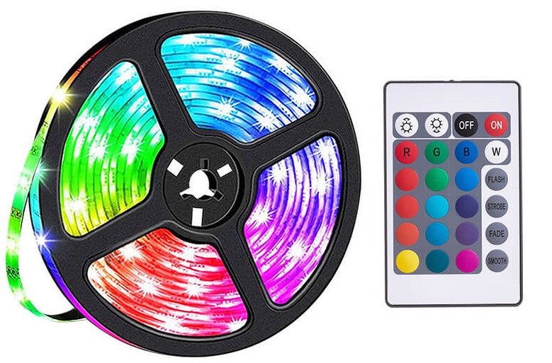 Стрічка світлодіодна LED RGB HOCO DL30 з пультом 4м, чорна, фото 1