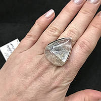 Волосатик кварц кольцо капля с камнем кварц волосатик в серебре размер 16,8. Индия