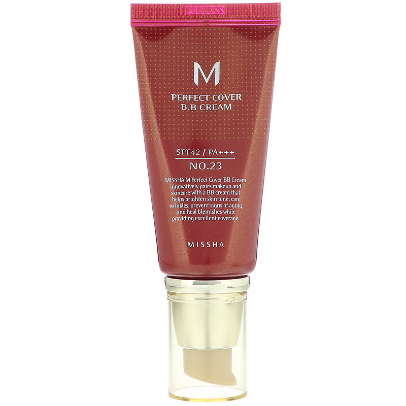 Ідеальний ВВ-крем Missha No23 "Perfect Cover B.B Cream" натуральний бежевий, SPF42 (50 мл)