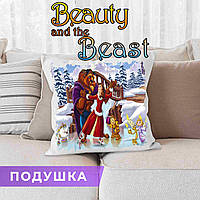 Подушка Красавица и Чудовище "Белль и Чудовище на катке" Beauty and the Beast 35Х35