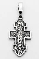 Крестик серебряный Явление Христа женам-мироносцам Икона Божей Матери Нечаянная Радость