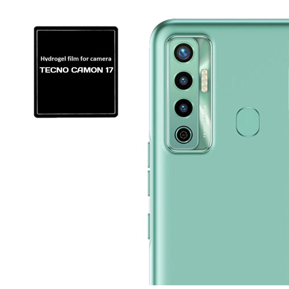 Протиударна гідрогелева плівка Hydrogel Film для Tecno Camon 17 на камеру 3шт, Transparent, фото 1