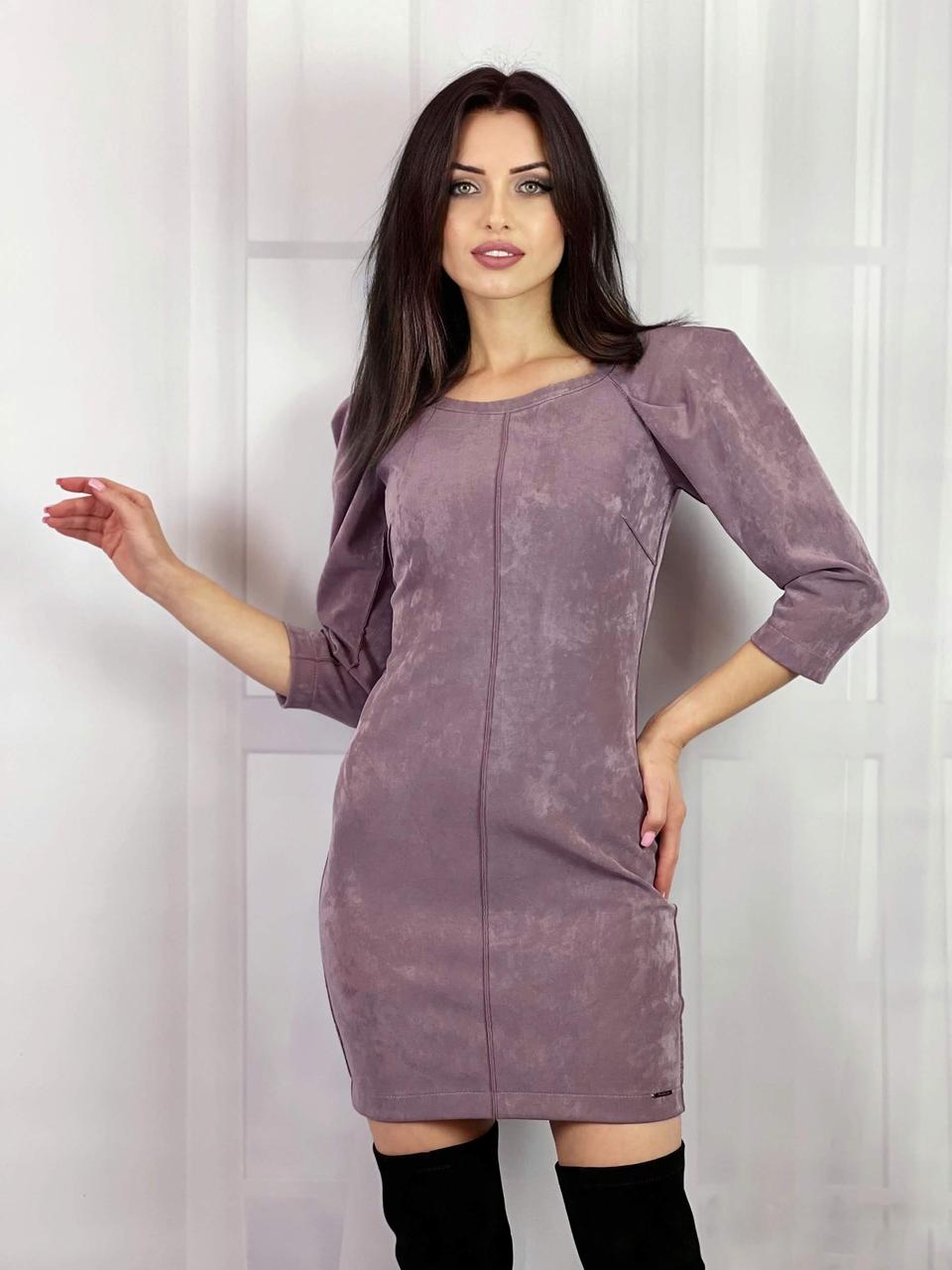Жіноче плаття з замша-велюр дайвінг Poliit 8664 фіолетовий 36