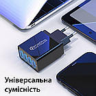 Мережевий зарядний пристрій 18 W 4 x USB USLION UC6913B (BK-376) Black швидке заряджання QC 3.0 для телефона, фото 7