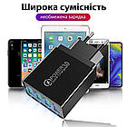 Мережевий зарядний пристрій 18 W 4 x USB USLION UC6913B (BK-376) Black швидке заряджання QC 3.0 для телефона, фото 8