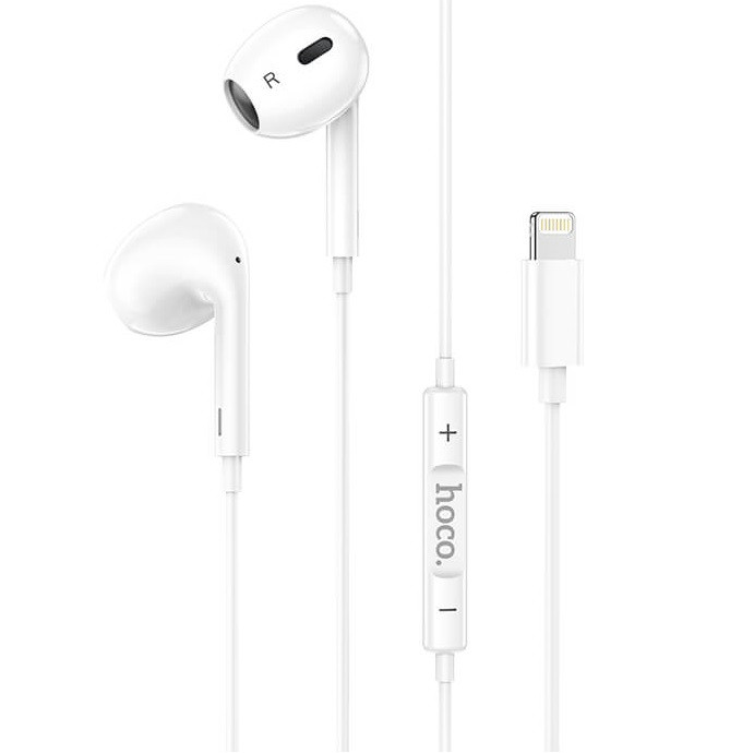 Наушники проводні вкладиші з мікрофоном гарнітура Lightning для iPhone HOCO M1 Max Білий