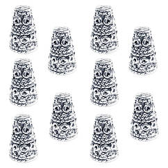 Набір 10 шт 10 мм Кінцевики для Шнура Конуси Дзвіночки, Метал, Колір Срібло, Фурнітура на Біжутерію