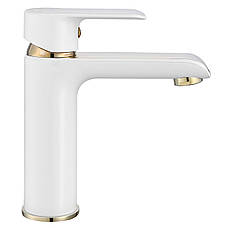Смеситель для раковины (умывальника) REA BLOOM WHITE GOLD низкий, фото 3