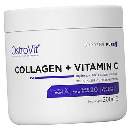 Колаген вітамін С OstroVit Collagen + Vitamin C 200 г, фото 4