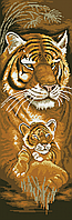 Схема для вышивки бисером на атласе "Тигр с тигренком - Панно". Размер 20х63 см.