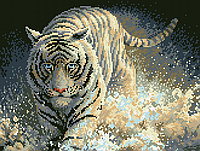 Схема для вышивки бисером на атласе "Белый тигр" Размер 27х36 см.