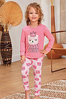 Піжама для дівчинки Baykar Туреччина красиві яскраві дитячі піжами на дівчинку бавовна ведмедик рожева Арт. 9135-202