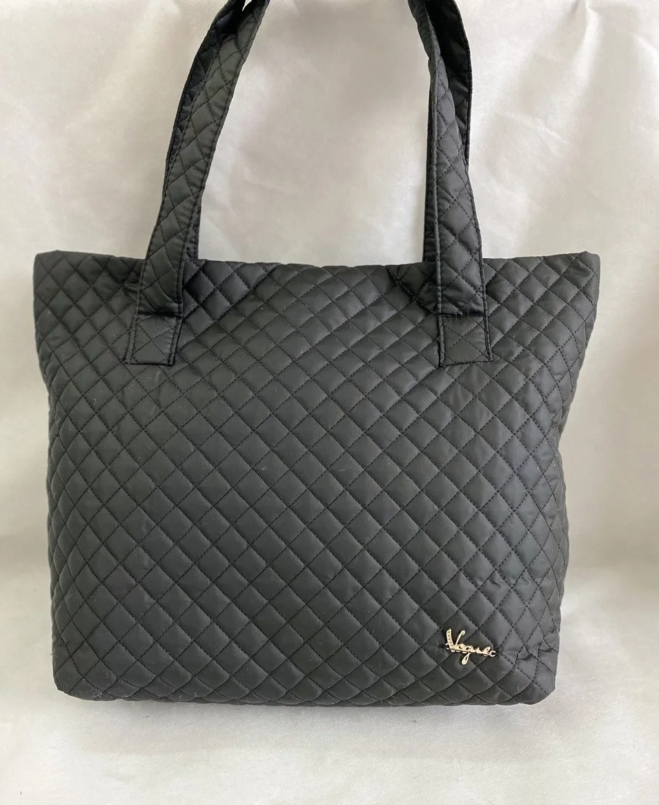 Стильна стьобана сумка жіноча плащівка чорна, фото 1