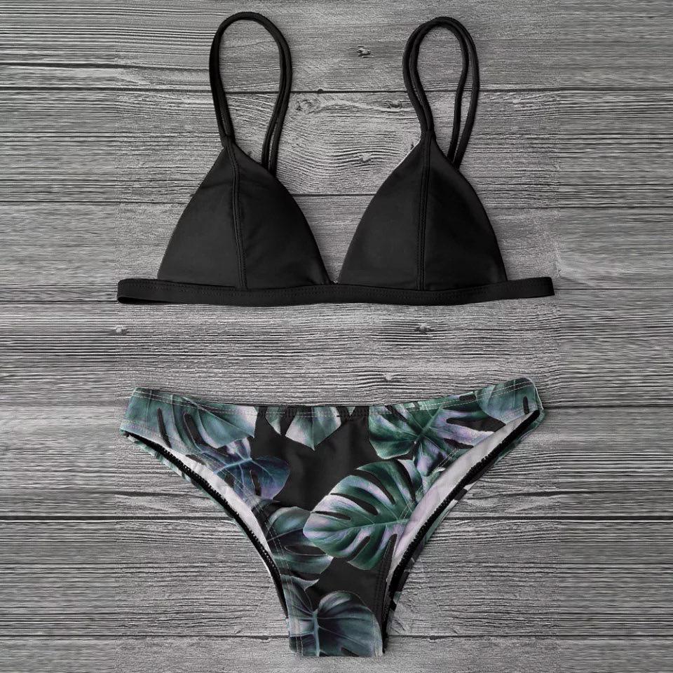 Роздільний купальник з пляжним принтом комбінованого кольору, фото 1