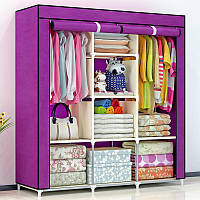 Складаний тканинний шафа, шафа для одягу Storage Wardrobe 88130 на 3 секції Purple