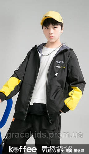 Модные двусторонние ветровки для мальчиков подростковые KOFFEE,разм 160 ...