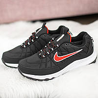 Термо кроссовки мужские еврозима черные с белым Nike. Мужская термо обувь демисезонная черно-белая Найк