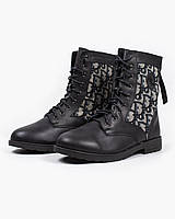 Обувь демисезонная детская черная для мальчиков и девочек Диор. Зимние ботинки детские кожаные черные Dior 31