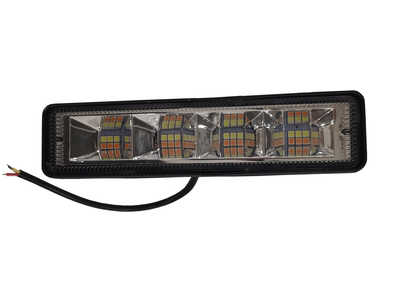Фара LED прямокут 72W (24 діоди) (2 кольори жовтий + білий) (14.5 см х 3.5 см), фото 1