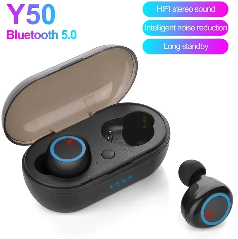 Навушники Y50 TWS Bluetooth 5,0 Бездротові з Сенсорним Керуванням Стереозвук (чорний)