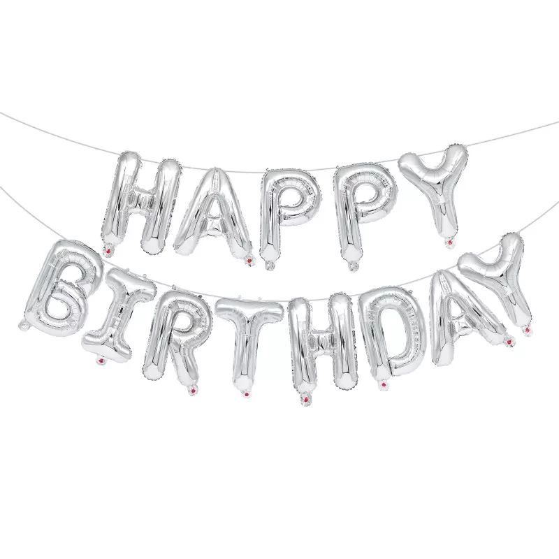 Фольговані надувні кульки HAPPY BIRTHDAY | Срібло