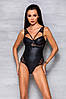 Боді з еко-шкіри та мережива Loona Body black S/M - Passion, фото 4