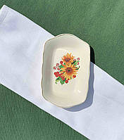 Блюдо «Рельєф» 300 мл, деколь Соняшник, відводка золото