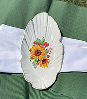 Блюдо «Флора», деколь Соняшник, відводка золото