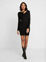 Платье женское трикотажное с асимметричным вырезом цвет черный NLY trend размер XS/S