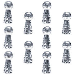 Набір 10 шт 16 мм Кінцевики Конуси Дзвіночки, Метал, Колір Срібло, Фурнітура на Біжутерію