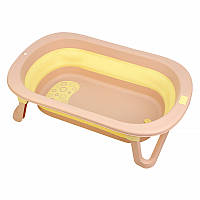 Детская ванночка Bestbaby BS-10 Pink + Yellow для купания новорожденных складная