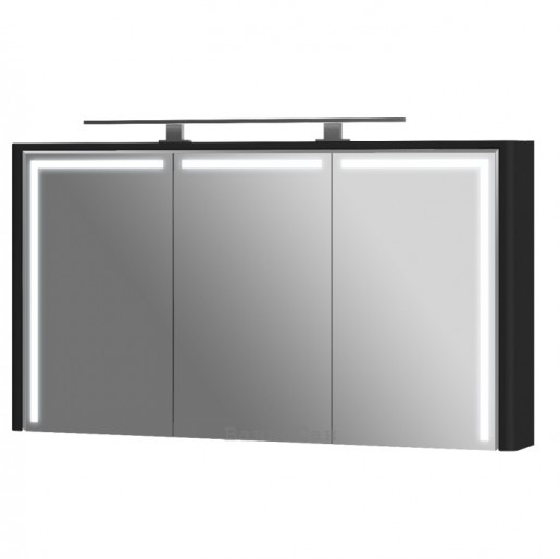 Шафа з дзеркалом у ванну шириною 130 см з покриттям Soft-Feel Botticelli Levanto LvM-128 чорний мат