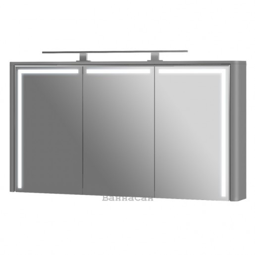 Шафа з дзеркалом для ванної шириною 130 см матове Soft-Feel Botticelli Levanto LvM-128 сірий мат